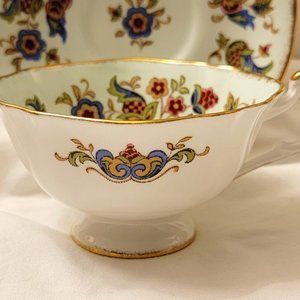 Paragon Teacup and saucer Antique series STUART , by Order of the queen DBL warr